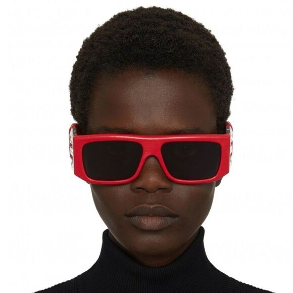 NEW Givenchy GV40034I  66A Red Leather Grey Unisex Geometric Sunglasses - Picture 5 of 12